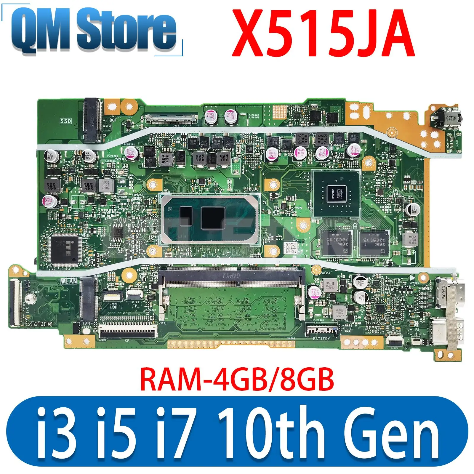 

X415JA Mainboard For ASUS X515JA X515JP X515JF X515JAB X415JP X415JF P1511CJA Laptop Motherboard i3 i5 i7 10th Gen RAM 4GB/8GB