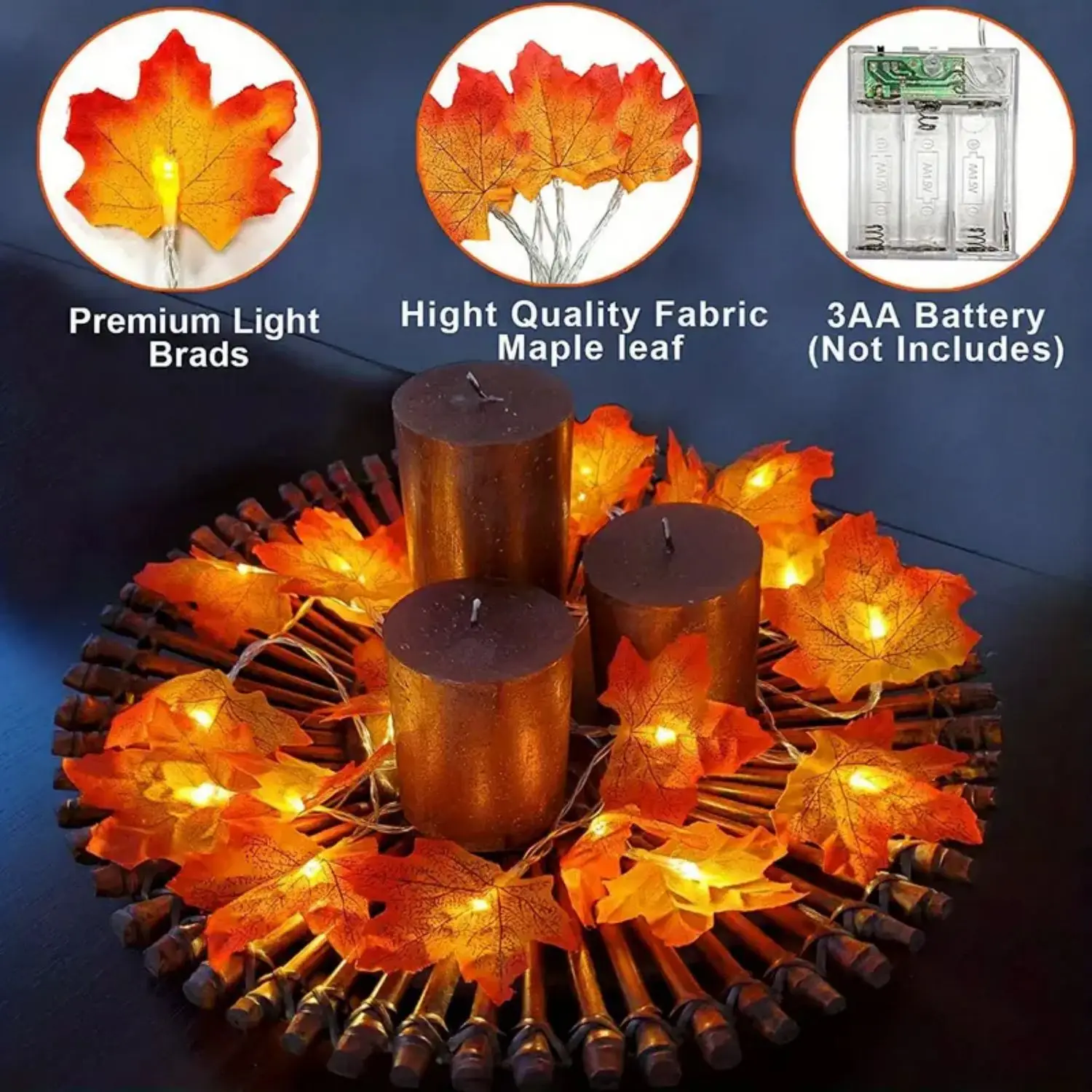 LED String Lights Decorative Lights String Lights LED Fairy Lights 1pc 10/20/40 LED Maple Leaf String Fairy Lights Battery Powered For Home Party Holiday Arrangement Scene Outdoor Decoration