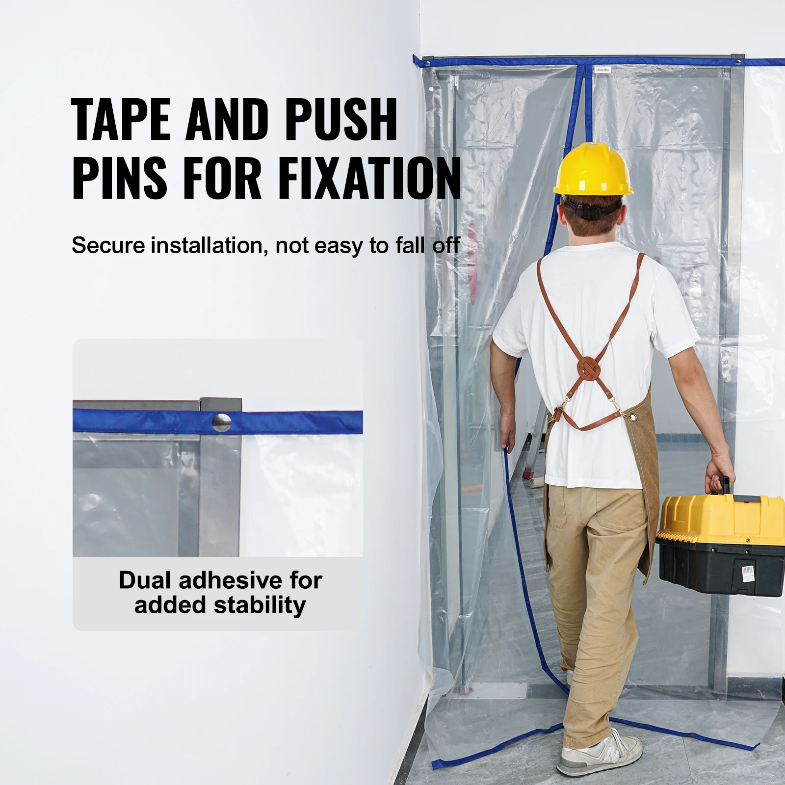 7.5 8.5 13.2ft Reusable Dust Barrier Dust Barrier Door Kit Magnetic Self-Closing Zipper PE Construction Door Cover