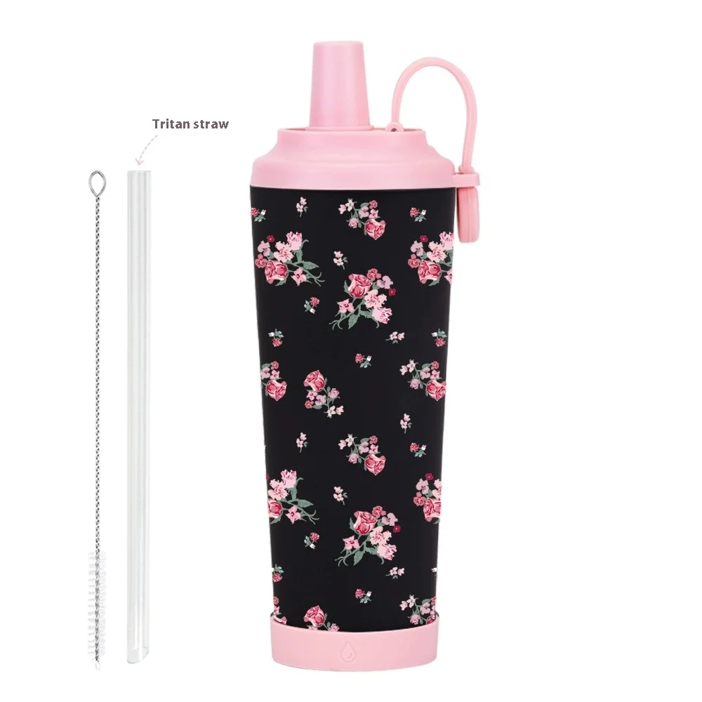 New 830ml Large Capacity Insulated Cup Portable Magnetic Handle Water Cup Large Hole Suction Pearl Print Water Cup Straw Cup view 6