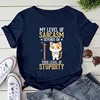 My Level of Sarcasm Depends on Your Level of Stupidity Print Women T-shirts Cat Tops T Shirt Harajuku T Shirt for Women Clothing 2