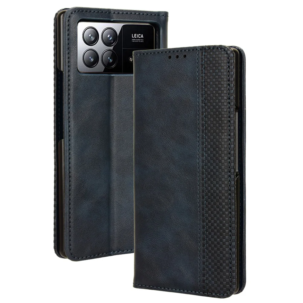 Per Xiaomi Mix Fold 3 Case Book Wallet Vintage Slim Magnetic Leather Flip Cover Card Holder Stand Pc Hard Back Phone Bags
