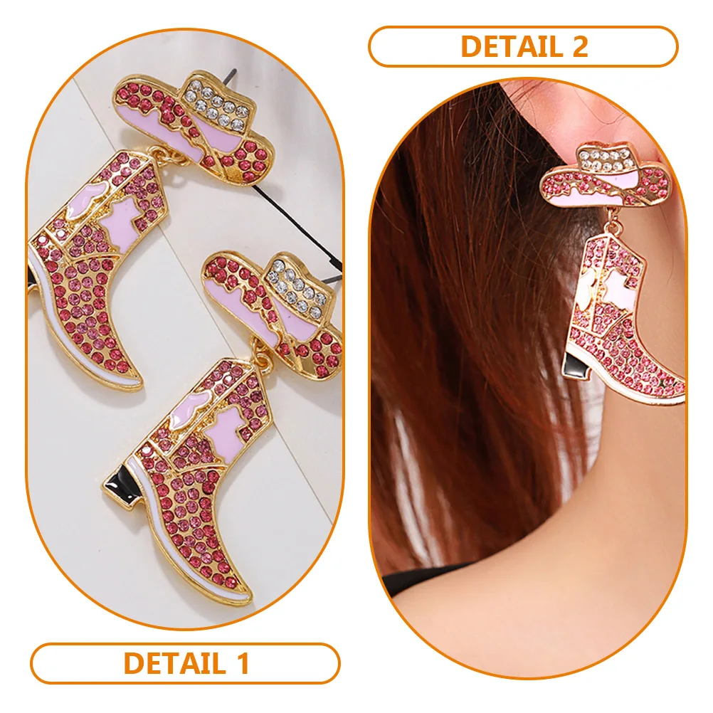 2024 New Metal Cowboy Earrings Boot Hat Pendant For Women Fashion Holiday Party Pink Jewelry Ear Accessory Gifts Wholesale Decor 3