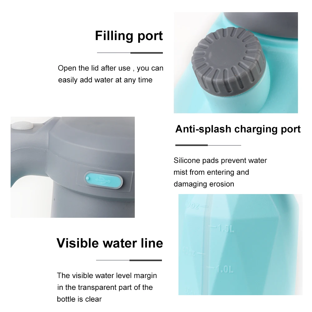 Garden Sprayer Bottle 2L Manual Sprayer USB Rechargeable Car Washing Foam Sprinkling Pot Watering Cans