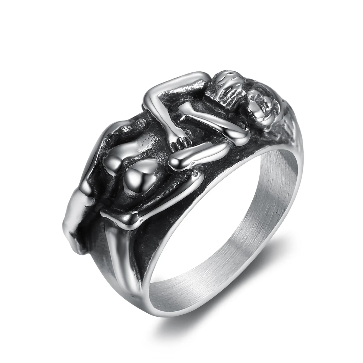

European and American Minimalist Personality Men and Women's Skull Head Stainless Steel Rings Size 7-13