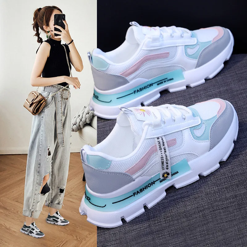 

Women Casual Shoes Fashion Breathable Walking Mesh Flat Shoes Sneakers Women 2023 Gym Vulcanized Shoes White Female Footwear