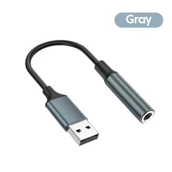 Universal USB to 3.5mm Audio Jack Adapter - External Sound Card (A gray)
