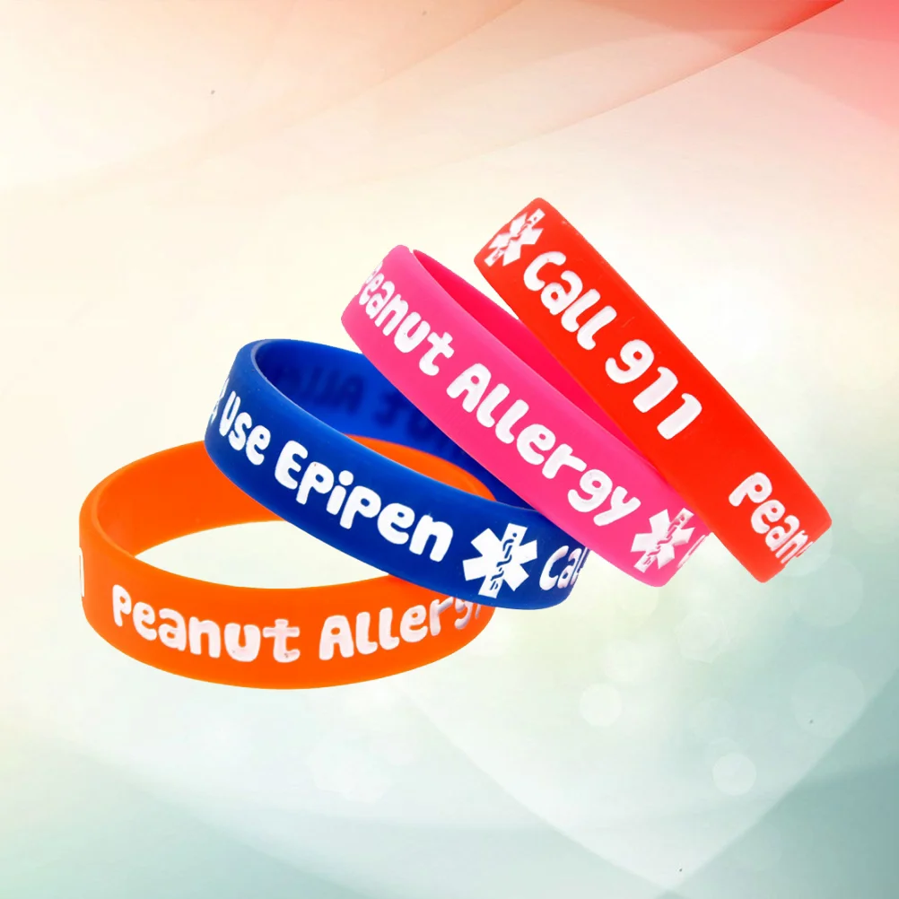 

4pcs Silicone Child Medical Alert Emergency Bracelets Medical Warning Hand Strap Children Child Medical Alert Emergency
