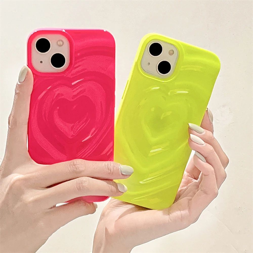 3D Heart Love Candy Color Shockproof Phone Case For iPhone