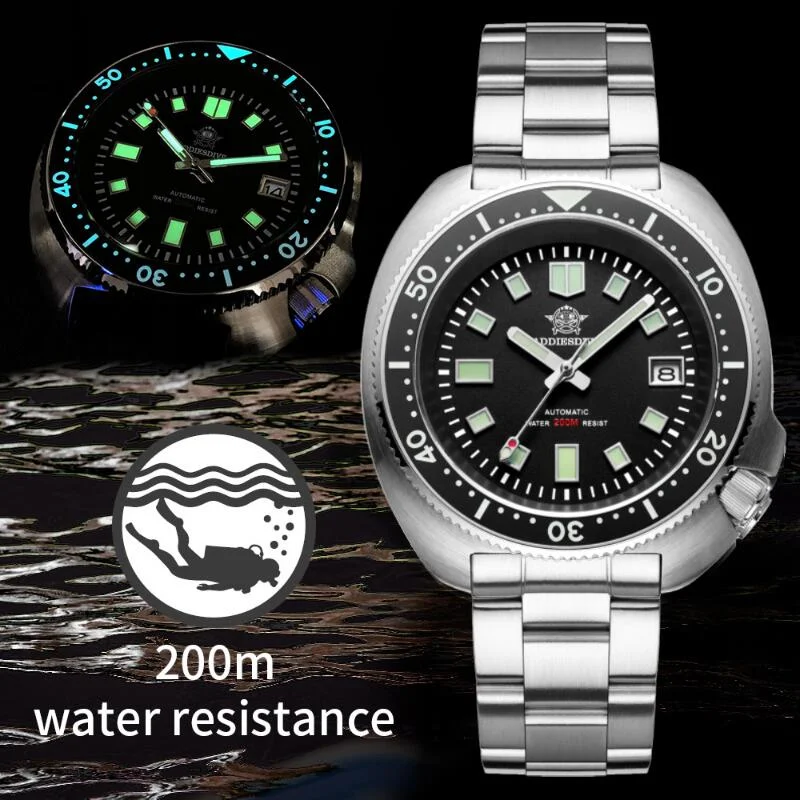 Waterproof Automatic Watch Men Sapphire Crystal Stainless Steel NH35 Automatic Mechanical Men's Watch 1970 Abalone Dive Watch электроблинница maxwell mw 1970 bk