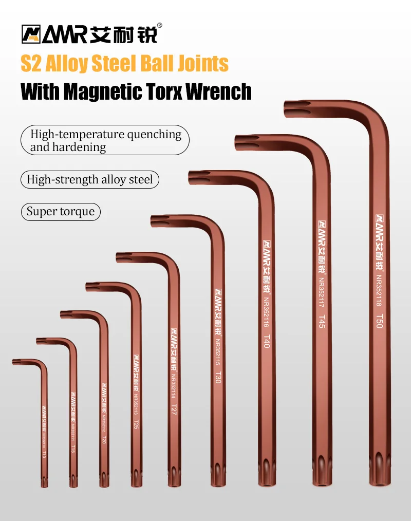 Torx Star Inbusschlüssel Doppelkopf-Inbusschlüssel Langer Arm Sternschlüssel T10-T50 S2 legierter Stahl 1 Stück – Detail 1