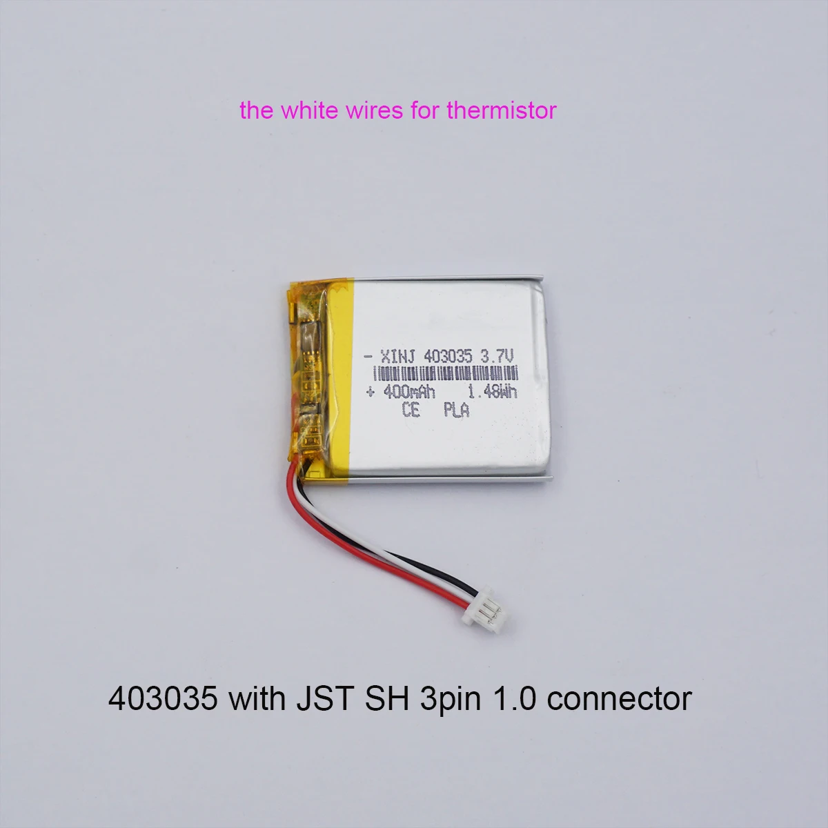 3.7V 400mAh 1.48Wh Li-Polymer Lithium Li Battery 3-Wire JST-SH 3pin 1.0mm Connector 403035 For GPS Mouse