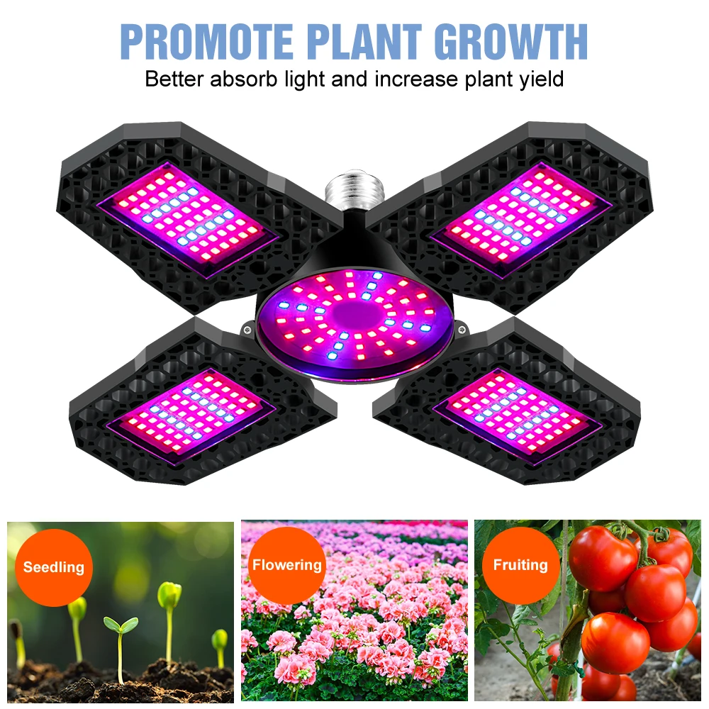 Full Spectrum Plant LED Grow Light, Indoor Phytolamp, Sementes de flores, Lâmpada de cultivo de hidroponia, Estufa Vegetal Crescer Tenda