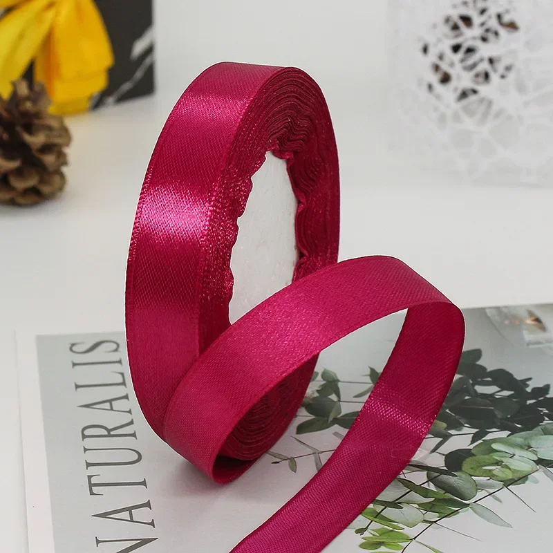 Solid Color Satin Ribbons - Handmade DIY Accessories for Weddings and Gift Wrapping (25 Yards)