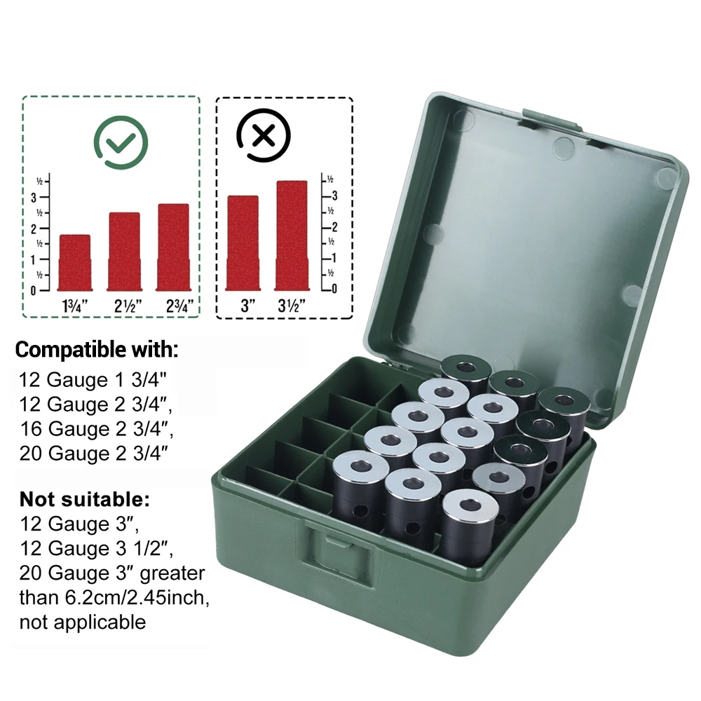 25 Rounds Ammo Box 12/20GA Shotgun Shell Box Flip-Top Bullet Shell Holder Cartridges Case Ammo Storage Hunting Accessories ammo storage box