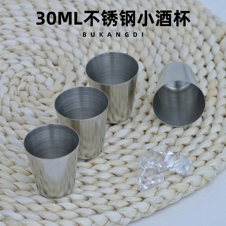 Description Picture 2 of item4Pcs 30ml Stainless Steel Shot Glasses with Leather Case Outdoor Hiking Gear Stackable Cup Camping Sets Portable Drink-ware Cup