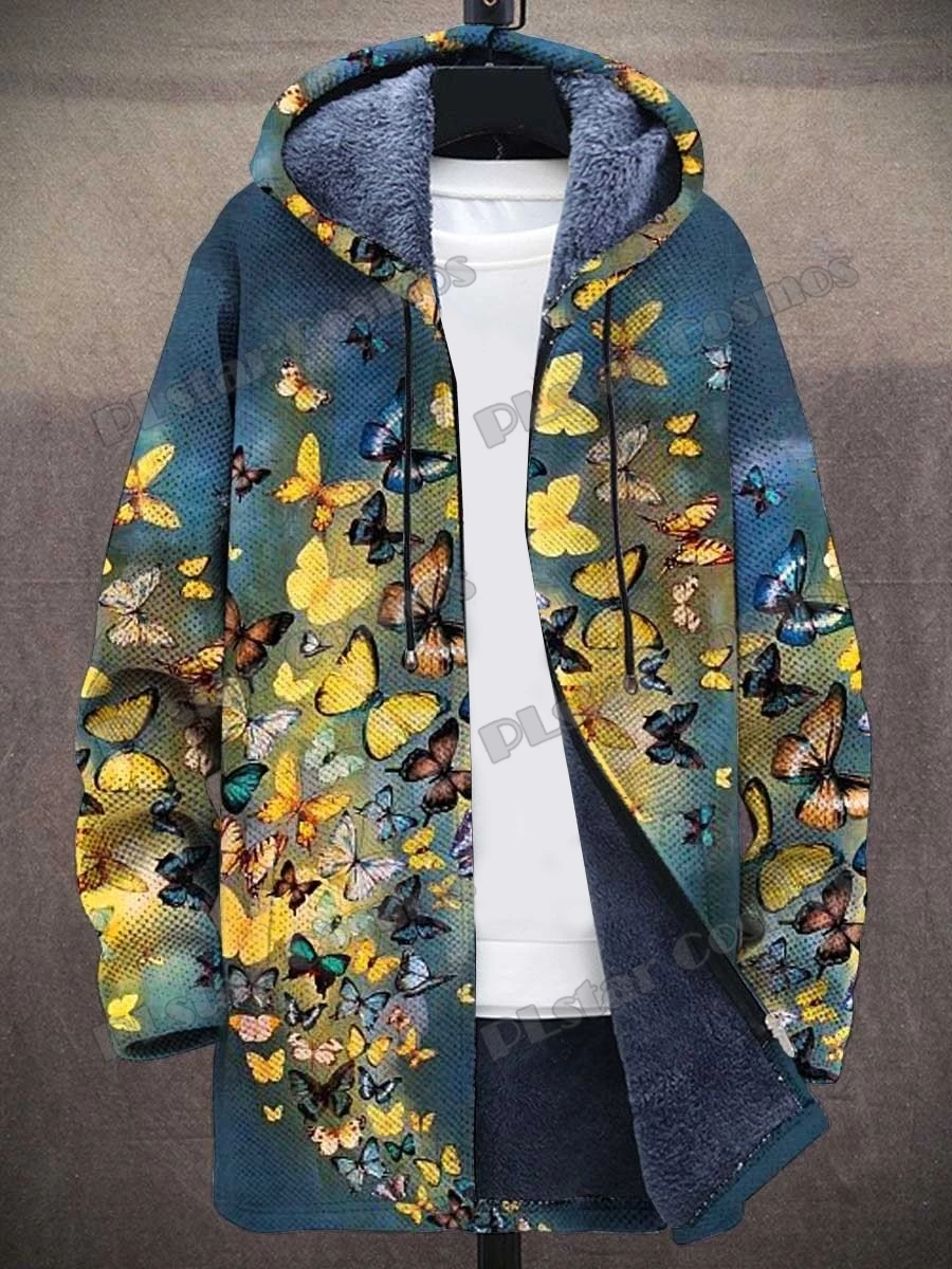 Farbe Geometrische Muster Retro Kunst 3D Gedruckt Herrenmode Plüsch Dicken Kapuzenmantel Winter Casual Warme Reißverschlussjacke CM05 – Detail 13