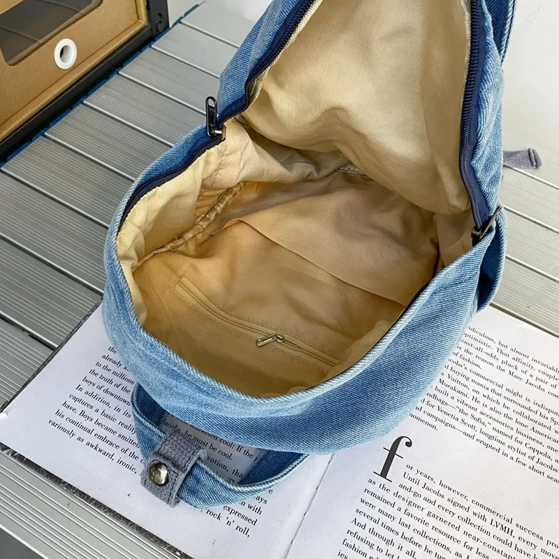 Fashion Denim Women's Backpack Trendy Casual Student School Bags For Girls Small Feminina Travel Backpack Mochila