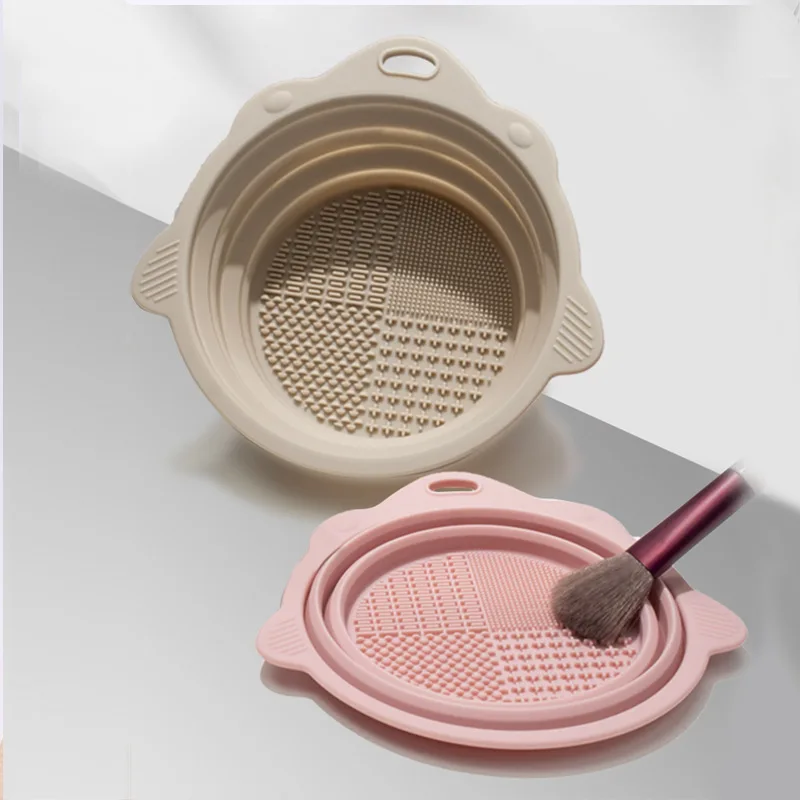 Silikon Make-up Pinsel Reinigungsmatte – Mit 3 Verschiedenen Rillen & Rückengurt, Tragbar, In Lila