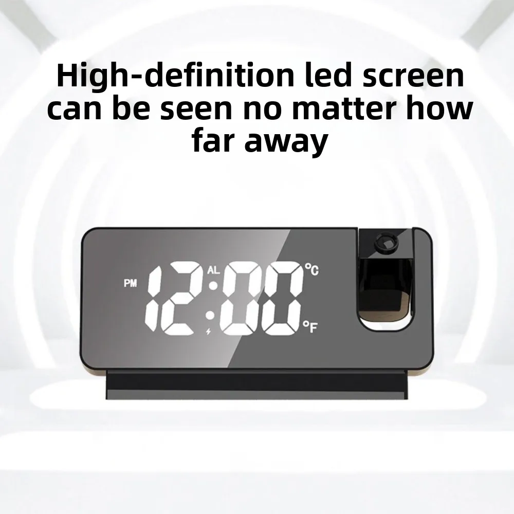 Description Picture 5 of itemLED Display Mirror Projection Clock Adjustable Brightness Digital LED Display Clock Projection Feature Plastic Shell
