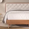 Mid Century Modern Solid Wood Queen Bed Frame Frame with Tufted Headboard, Beds Frames 5