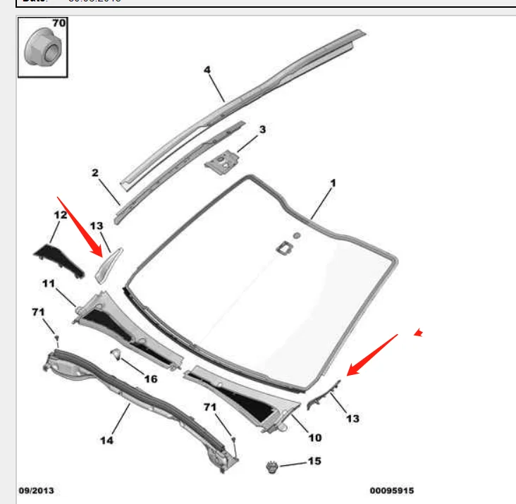 1 Paire De Garnitures Inférieures De Pare-Brise, Bloc De Joint De Garniture De Pare-Brise 96748542XT 96748540XT, Adapté for Peugeot 208 2008 Pièces détachées
