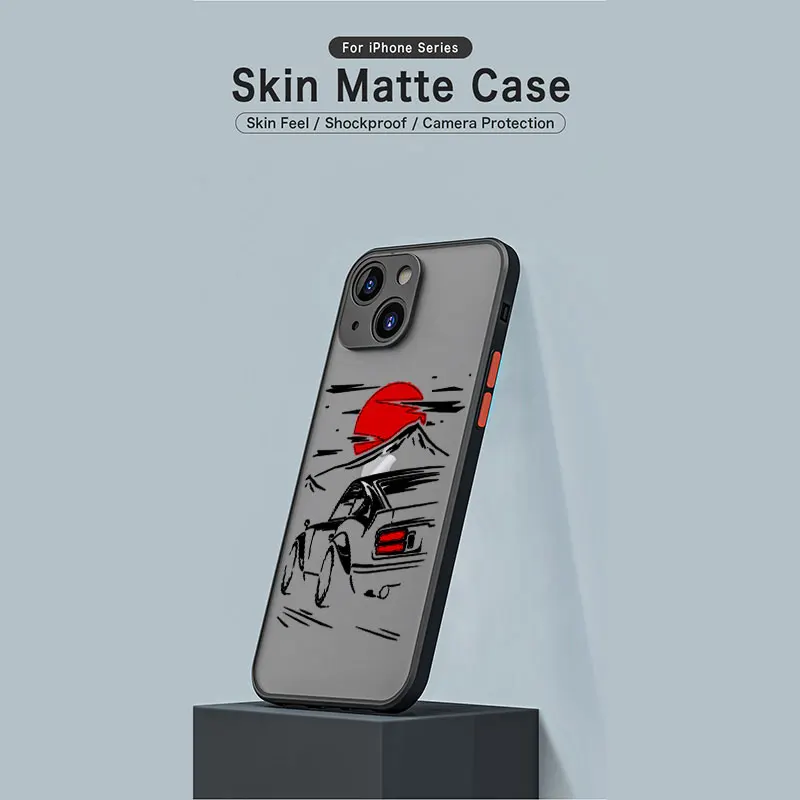 Matte Silicone Edge Clear Phone Case with JDM Dream Car Design