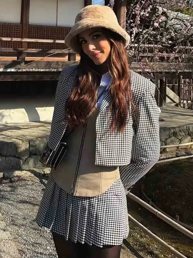 Black and white tartan skirt and blazer Clearance