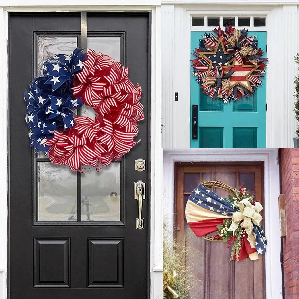 Independence Day Wreath Perfect Holiday Gift 4th Of July Handmade Garland Wall Door Hanging For Home Decor Outdoor Balcony U7U9