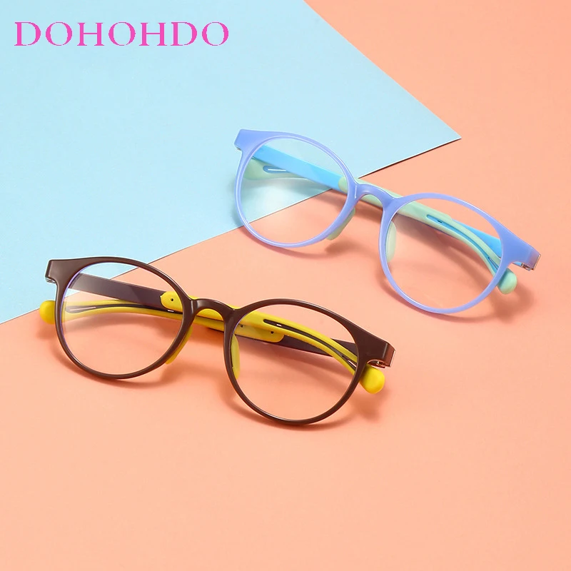 Anti Blue Light Glasses Without Graduation For Kids Girl TR90 Round Optical Medical Glasses Frames Children Computer Eyeglasses