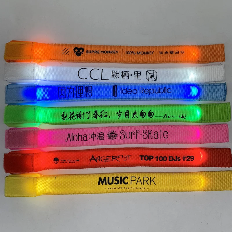 Glow in the Dark Bracelet Led Luminous Concert Party Bar Velcro LED Sports Wrist Strap Party Supplies