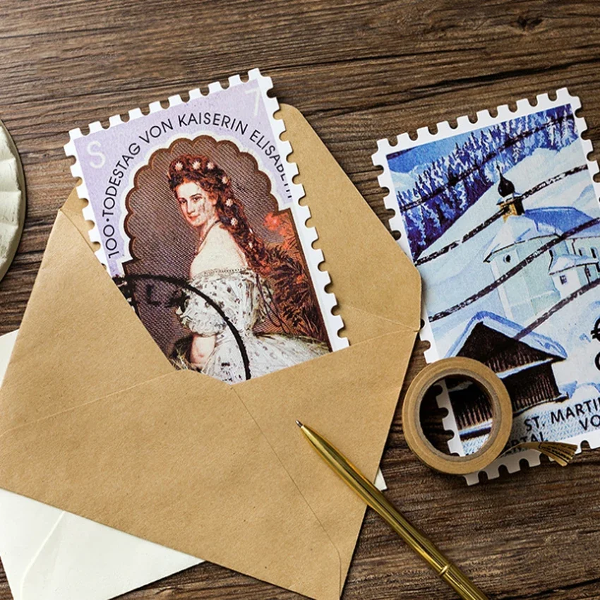 30 Pcs/lot Cute Vintage Stamp Birthday postcard set Greeting Card Envelope Gift Birthday Card DIY gifts
