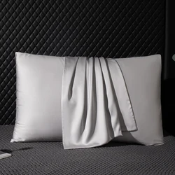 Luxurious 100% Real Mulberry Silk Pillowcase - Skin Care Bedding Cover with Free Shipping - 65x65cm 2pcs (Silver Grey)