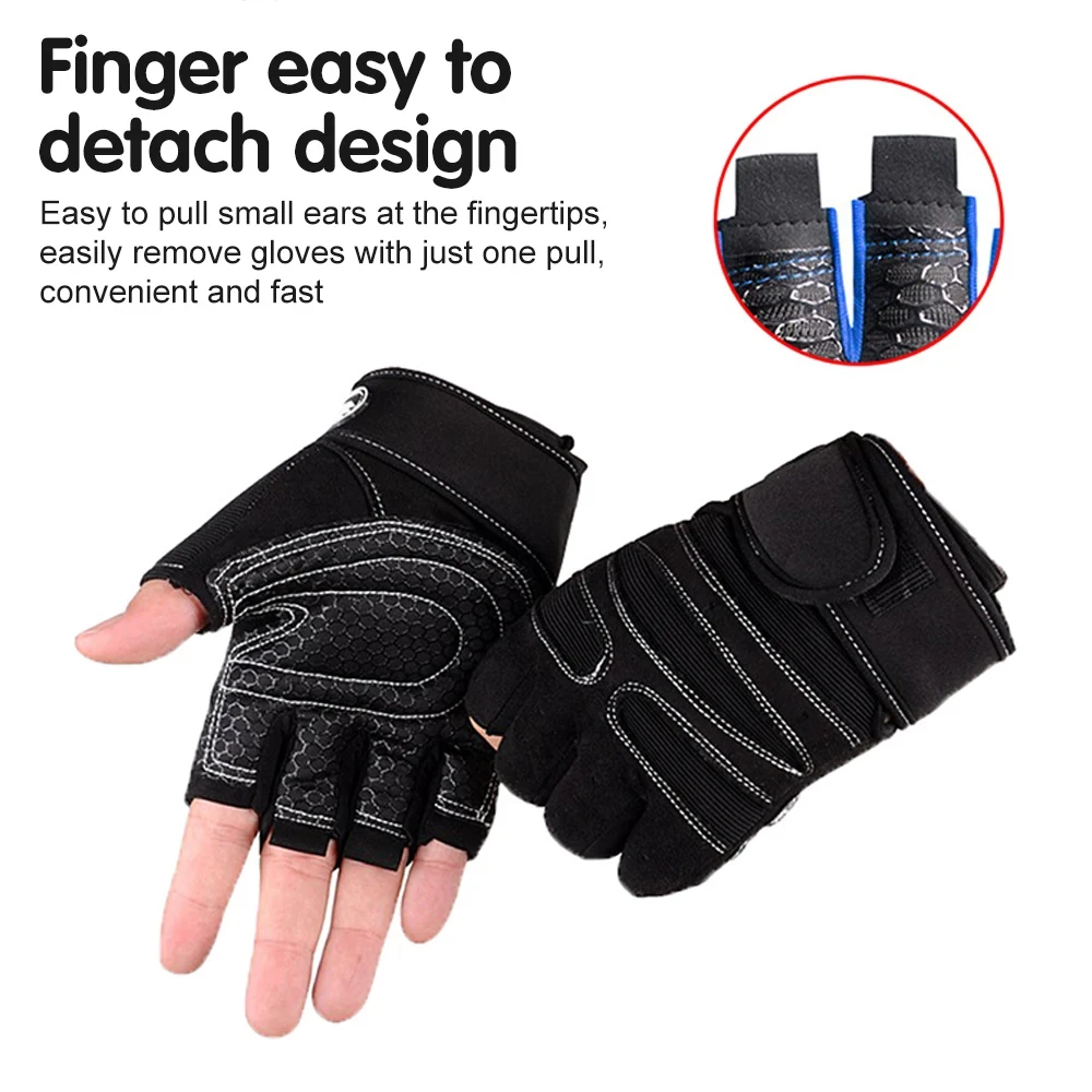 2pcs autumn and winter half-finger cycling shock-proof fitness non-slip gloves weightlifting wristband sports fitness training