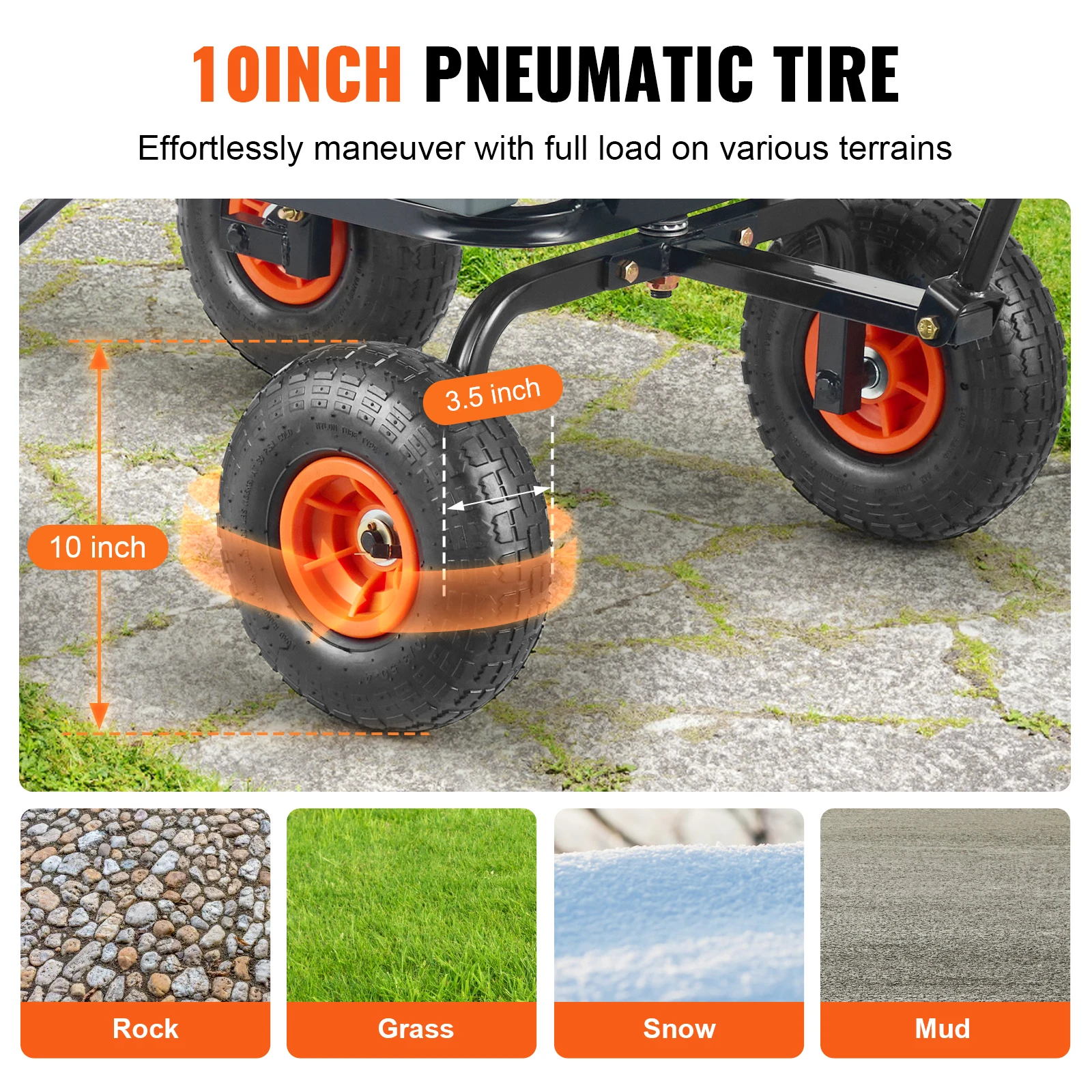 VEVOR Dump Cart Poly Garden Dump Cart with Easy to Assemble Steel Frame Wagon with 2-in-1 Convertible Handle Safe Transport