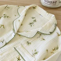 2026 New Spring/Summer Women's Pajama Set 100% Cotton Crepe Long Sleeve Long Pants Large Home Clothes Two Piece Set Sleepwear - Image 4