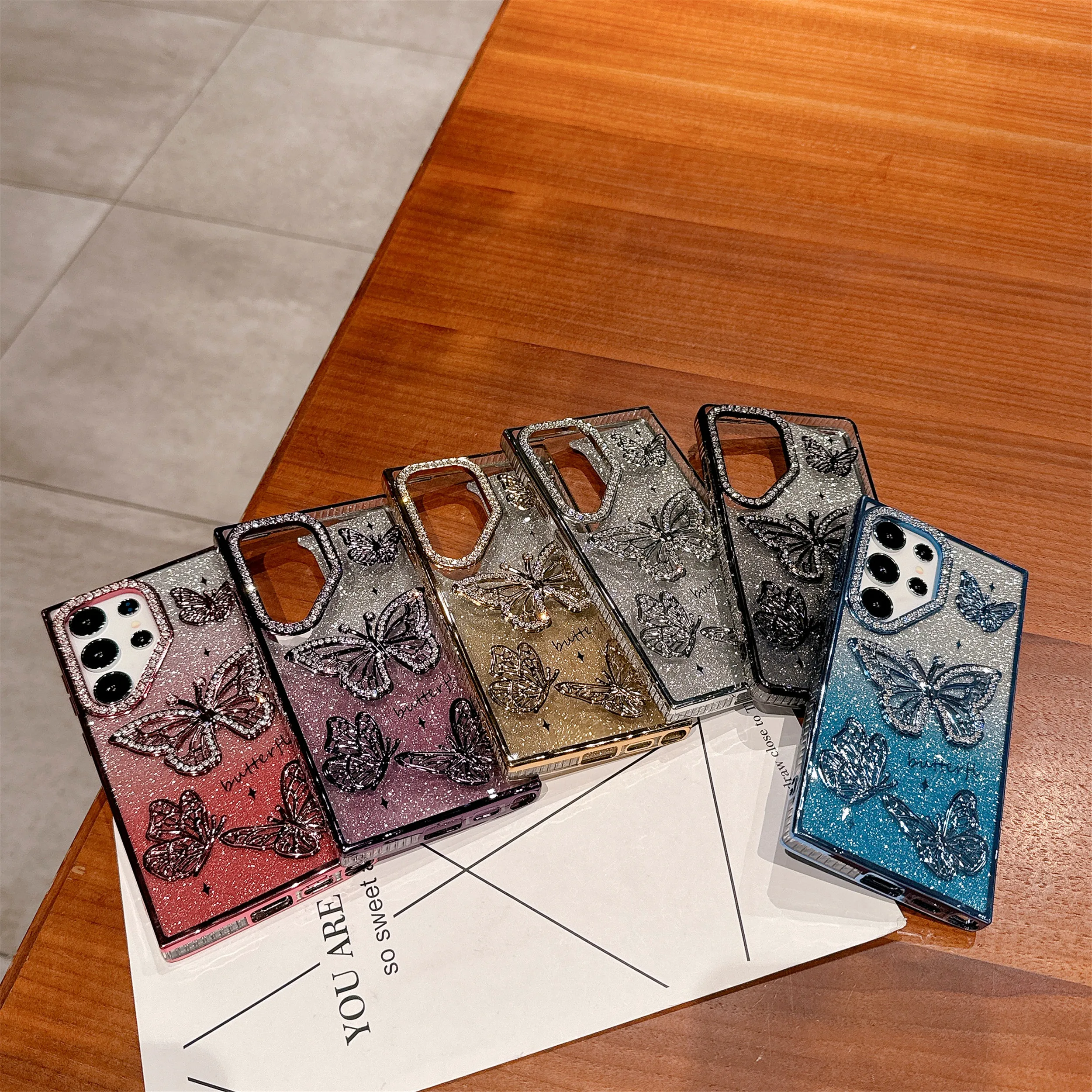 Luxury Bling Diamond Butterfly Phone Case - Shockproof Slim Glitter Cover