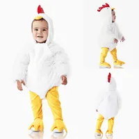 Infant Boys Girls Cosplay Chicken Animal Costume Fleece Hooded Romper Bodysuits Pants 2Pcs Outfits Cute Outfits for Baby Girls 1