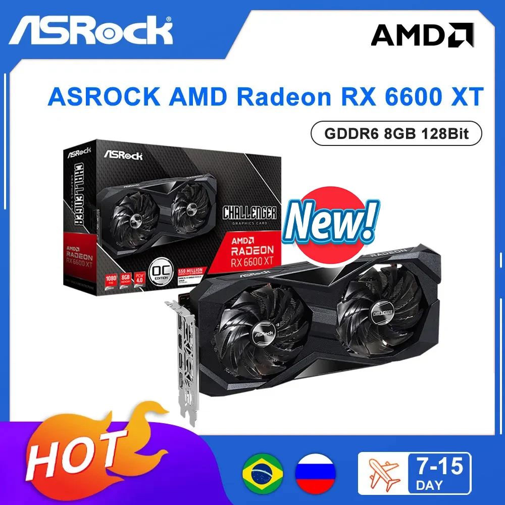 ASROCK New AMD Radeon RX 6600 XT RX6600XT 8GB GDDR6 128-bit 6600XT