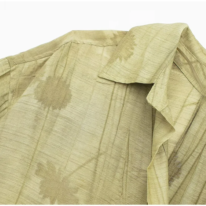 Conjunto de pantalones largos de lino con estampado tie-dye para mujer, camisas de media manga con solapa y botonadura sencilla, pantalón de pierna ancha con cordón ajustable, 2 piezas