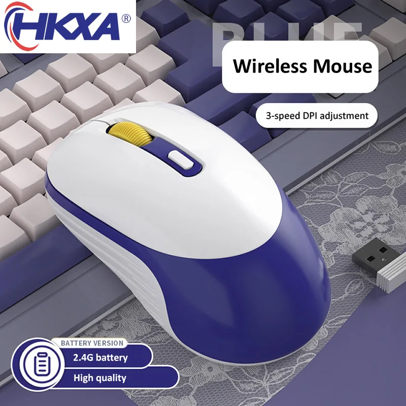 Hkxa 2.4G Usb Wireless Silent Mouse Mouse Per Computer 1600Dpi Mouse Ottico Ergonomico Regolabile Mouse Wireless Per Mac Pc Laptop