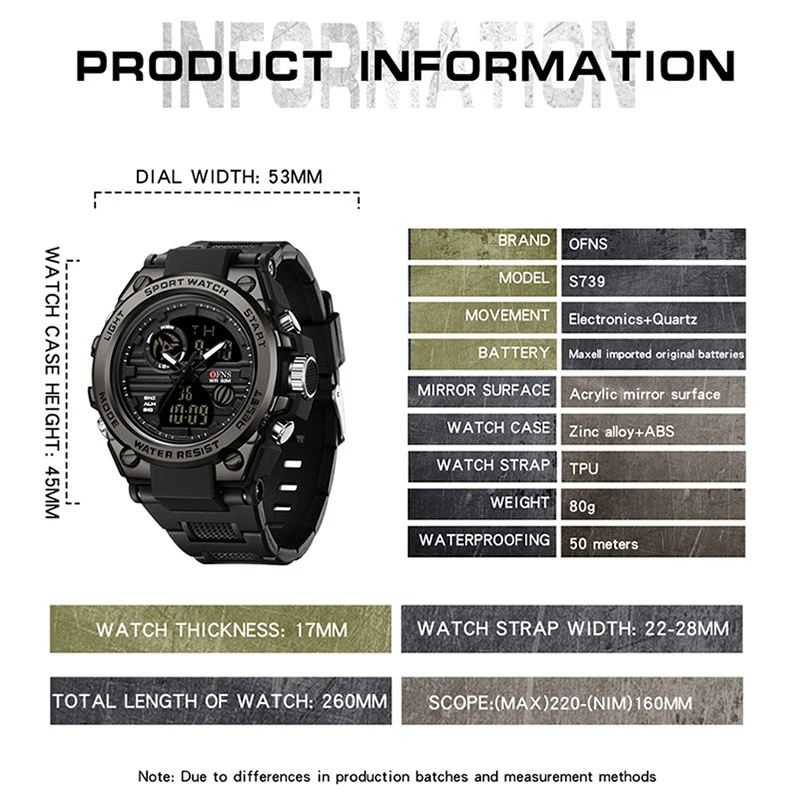 Premium Men's Digital Sports Watch - Waterproof, Shockproof, Army Style