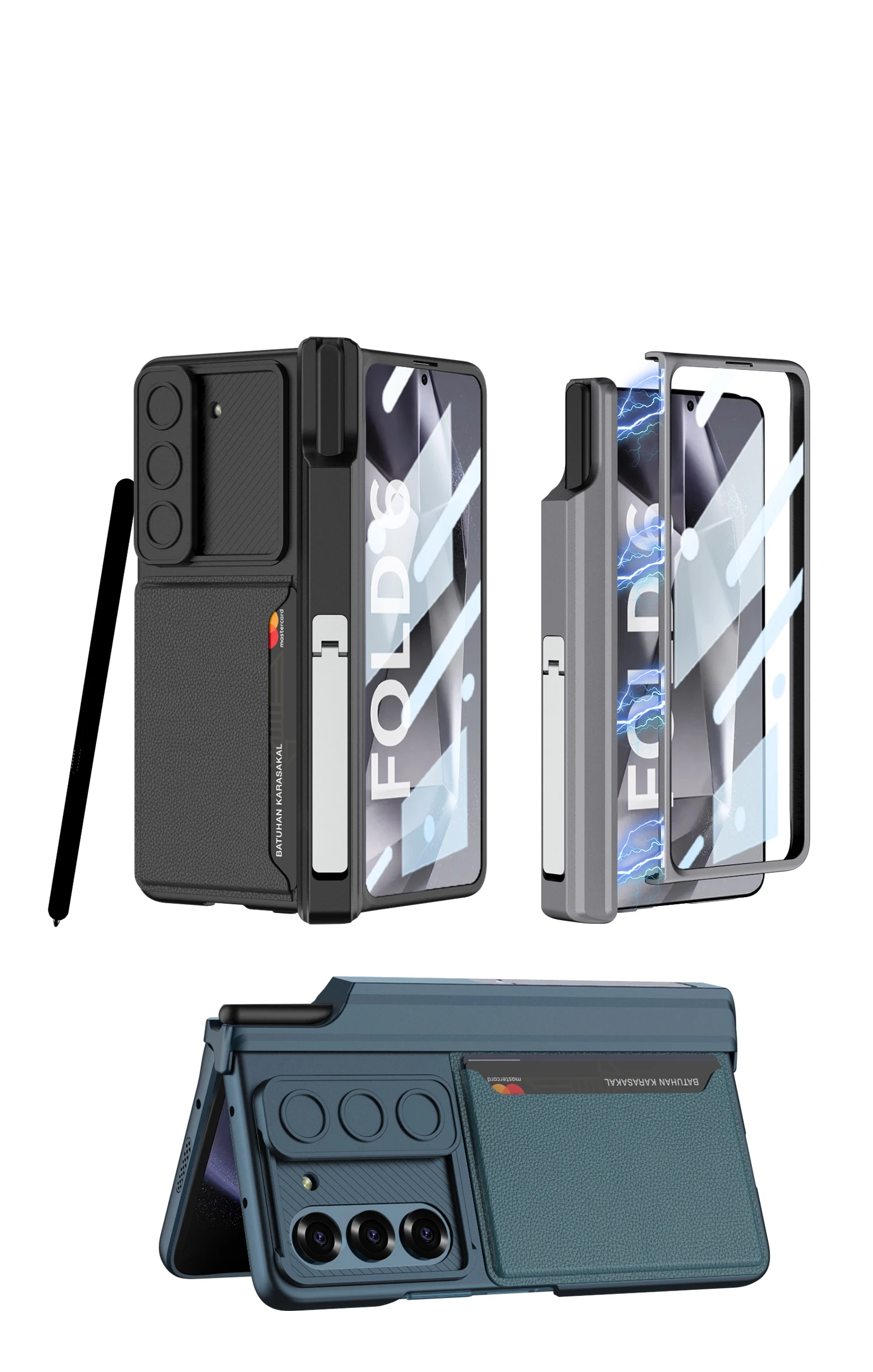 

Card holder push window pen slot hinge phone case suitable for Samsung Galaxy Z Fold 6 anti-fall protective cover
