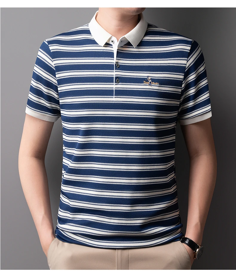 Light luxury striped color blocked short sleeve polo shirt men fashion luxury brand exquisite embroidery summer casual T-shirt 14 S8ecc46bd91a14c00917435165d6a5725R