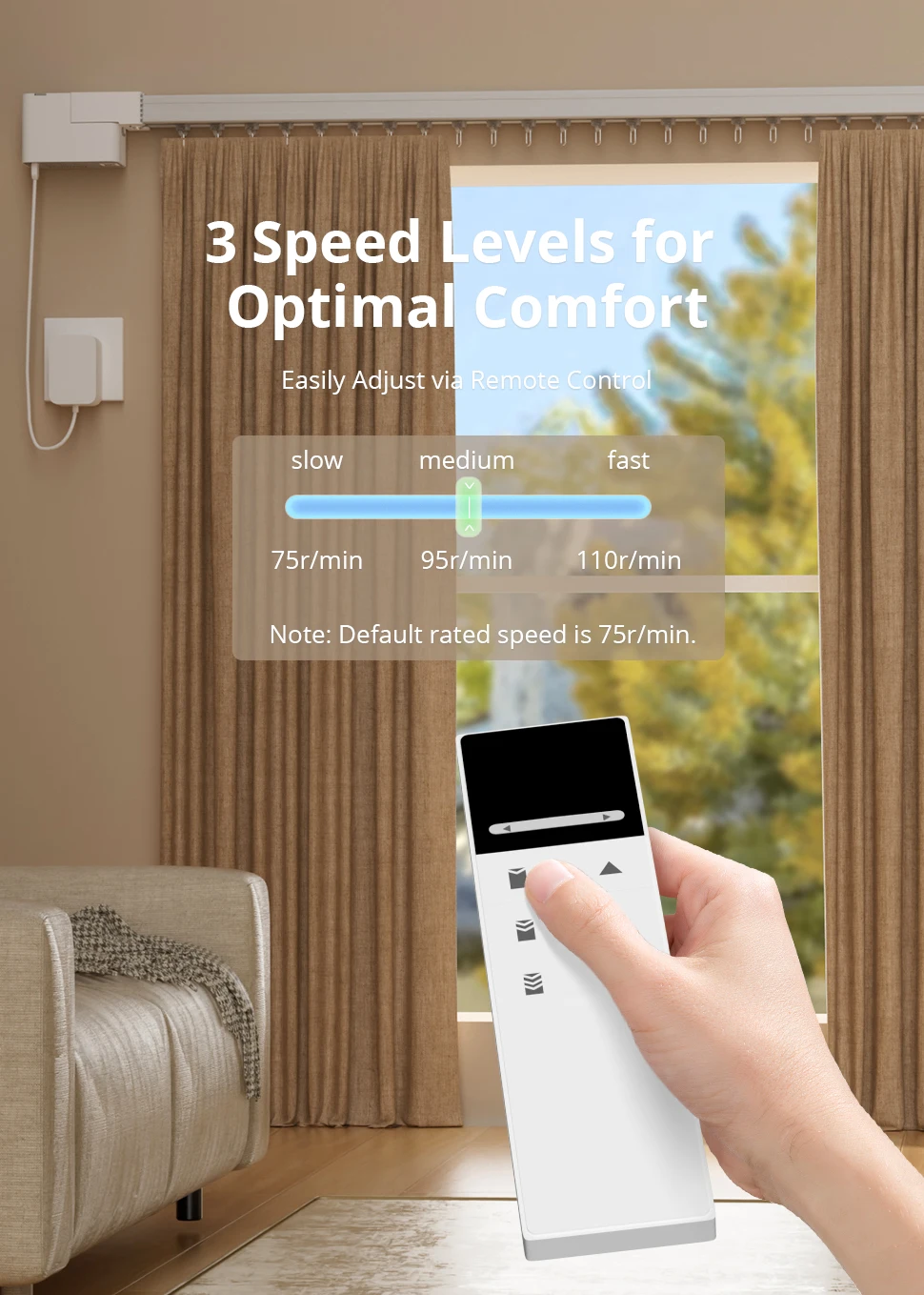 Matter Over WiFi Mini Electric Curtain Motor for Trietex Track Support Home Assi
