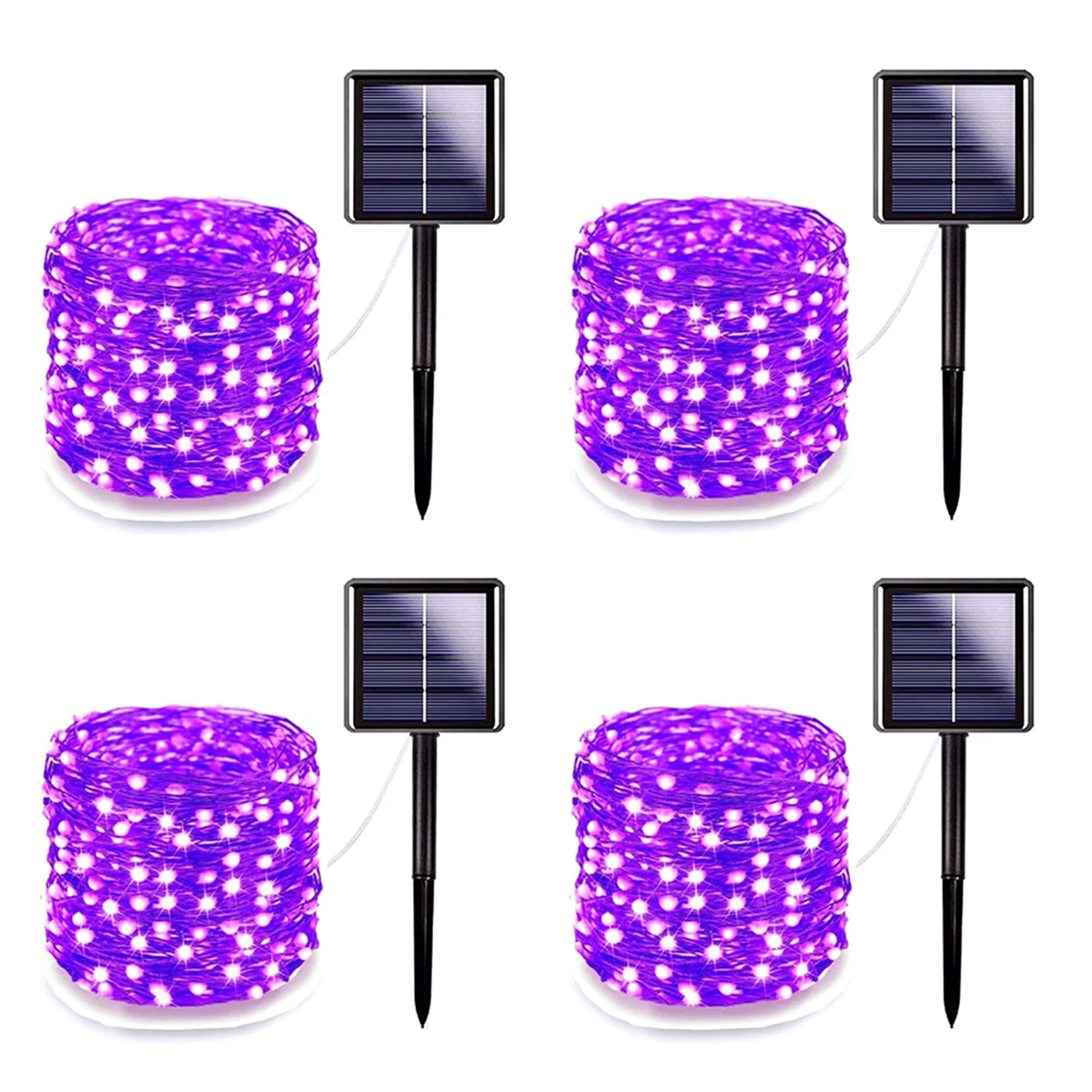 

Solar Halloween Lights Outdoor 4 Pack Each 32.8Ft 100 LED Solar Fairy Lightsfor Halloween Party DIY Decoration(Purple)
