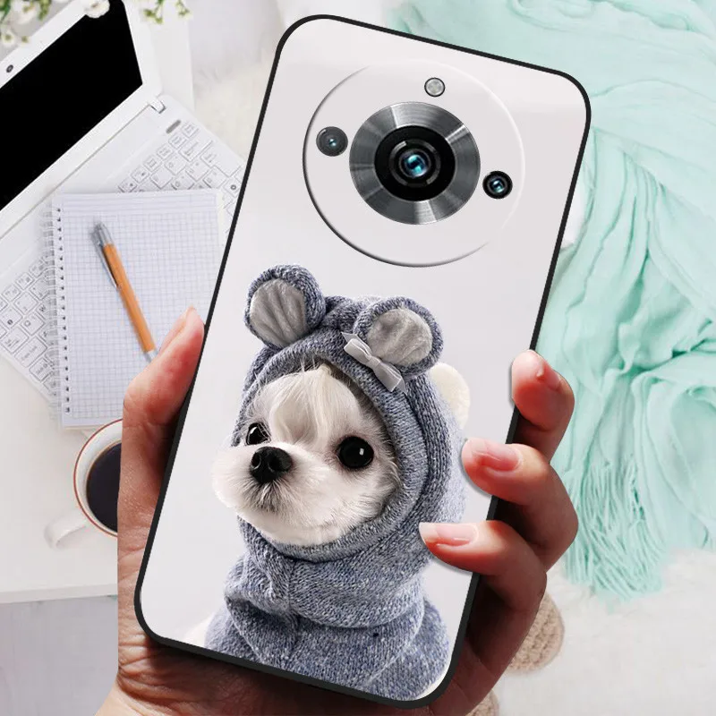 Black Silicone Bumper Case with Wolf and Lion Design - Soft TPU Covers
