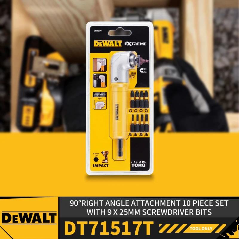 DEWALT DT71517TQZ 90°Right Angle Attachment 10 Piece Set With 9 x 25MM