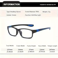3 Pairs of Unisex Sports Reading Glasses Rectangular Frame Anti Blue Light Comfortable Reading Glasses for Elderly People 6