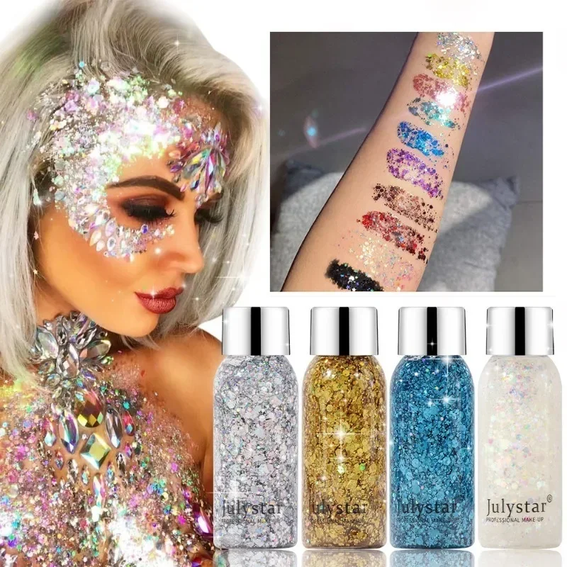 Body Glitter Gel Sequins Long Acting Face Eyes Hair Prom Party Mermaid Scales Not Easy To Take Off Eye Shadow Stage Makeup 2